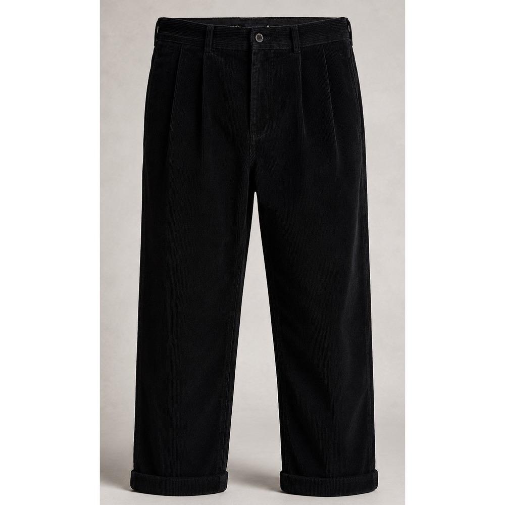 Brooks Brothers Pants Mens 35x31 Corduroy Black Pleated Cuffed Elliott